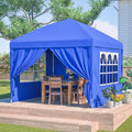 Faltpavillon 3 x 3 m Blau - Wasserdichte Überdachung mit 4 Seitenwänden - Höhenverstellbar mit Sandsäcken und Abspannseilen - Für Camping Party Hochzeit und Garten