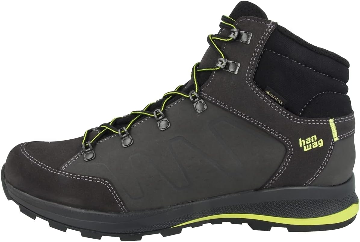 Hanwag Torsby GTX Herren Wanderschuhe - Grau einfarbig mit flacher Sohle - Wanderstiefel Modell 203700 064062 - Trekking Schuhe für Outdoor und Freizeit
