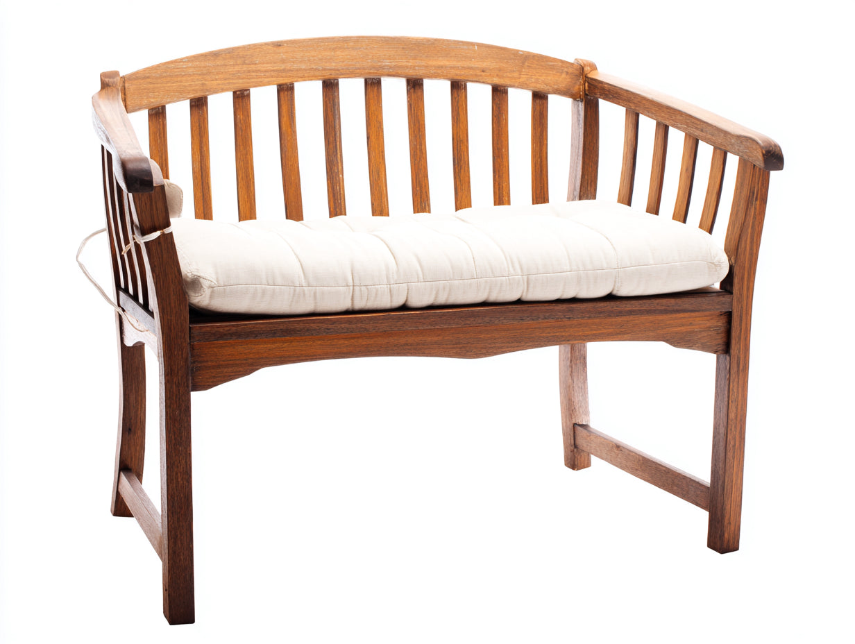Gartenbank Holz Natur 140x60x80 cm - 2-Sitzer Sitzbank mit Kissen Braun Weiß Klassisch Garten Terrasse