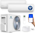 Multi Split Klimaanlage mit 2 Innengeräten - 18000 BTU und 5,3 kW mit zwei 3,5 kW Einheiten - Kühlen Heizen WiFi App und 4D Airflow - R32 System für zwei Räume