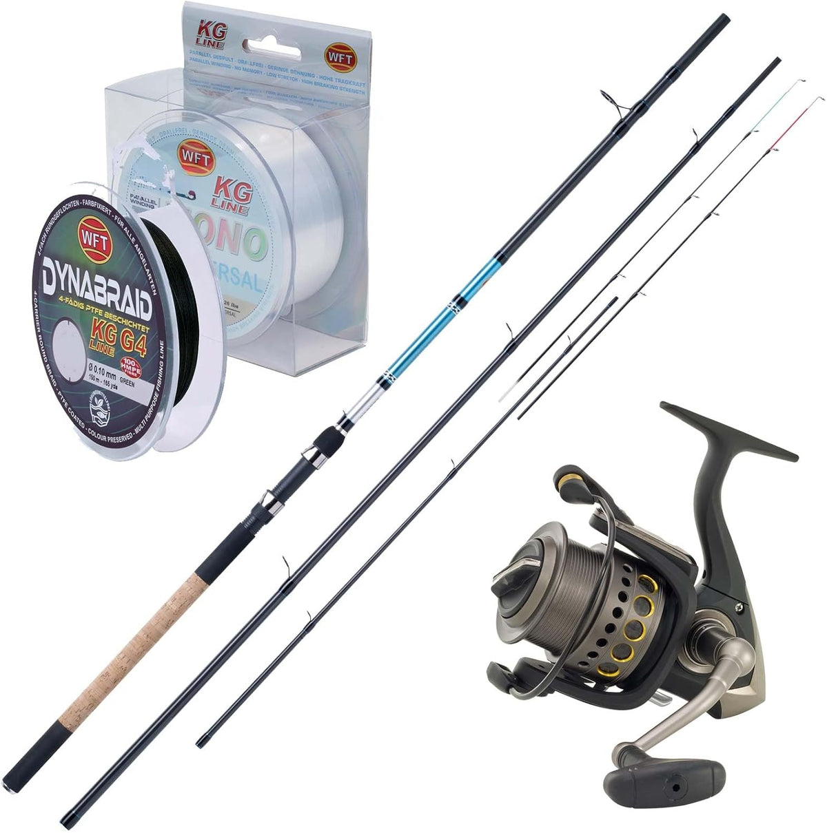 WFT Feeder Combo Angelset - Rute Rolle und Schnur als abgestimmte Kombination - Transportmaß 114 Komma 3 x 27 x 27 cm - Für Friedfisch und Futterkorbangeln