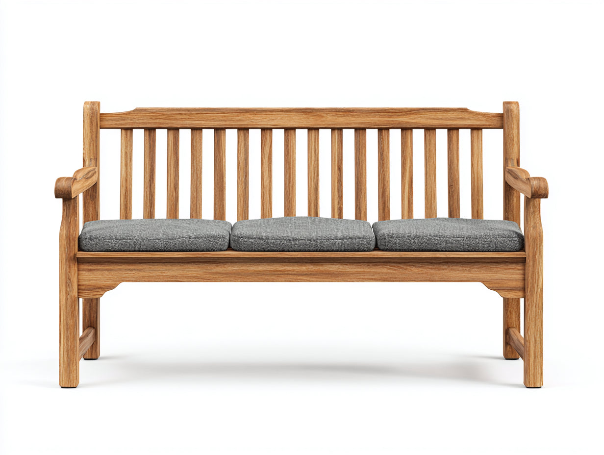 Gartenbank Holz Massivholz 160x60x85 cm Natur - Klassisches Design Außenbereich Sitzbank 3-Sitzer