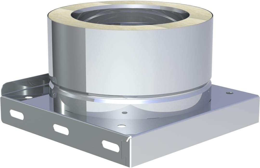 Jeremias DW FU Grundplatte 600 mm - Doppelwandige Edelstahl Basis für Abgassysteme - CE zertifiziert rostbrandbeständig und feuchteunempfindlich - Silber für Schornstein Aufbau