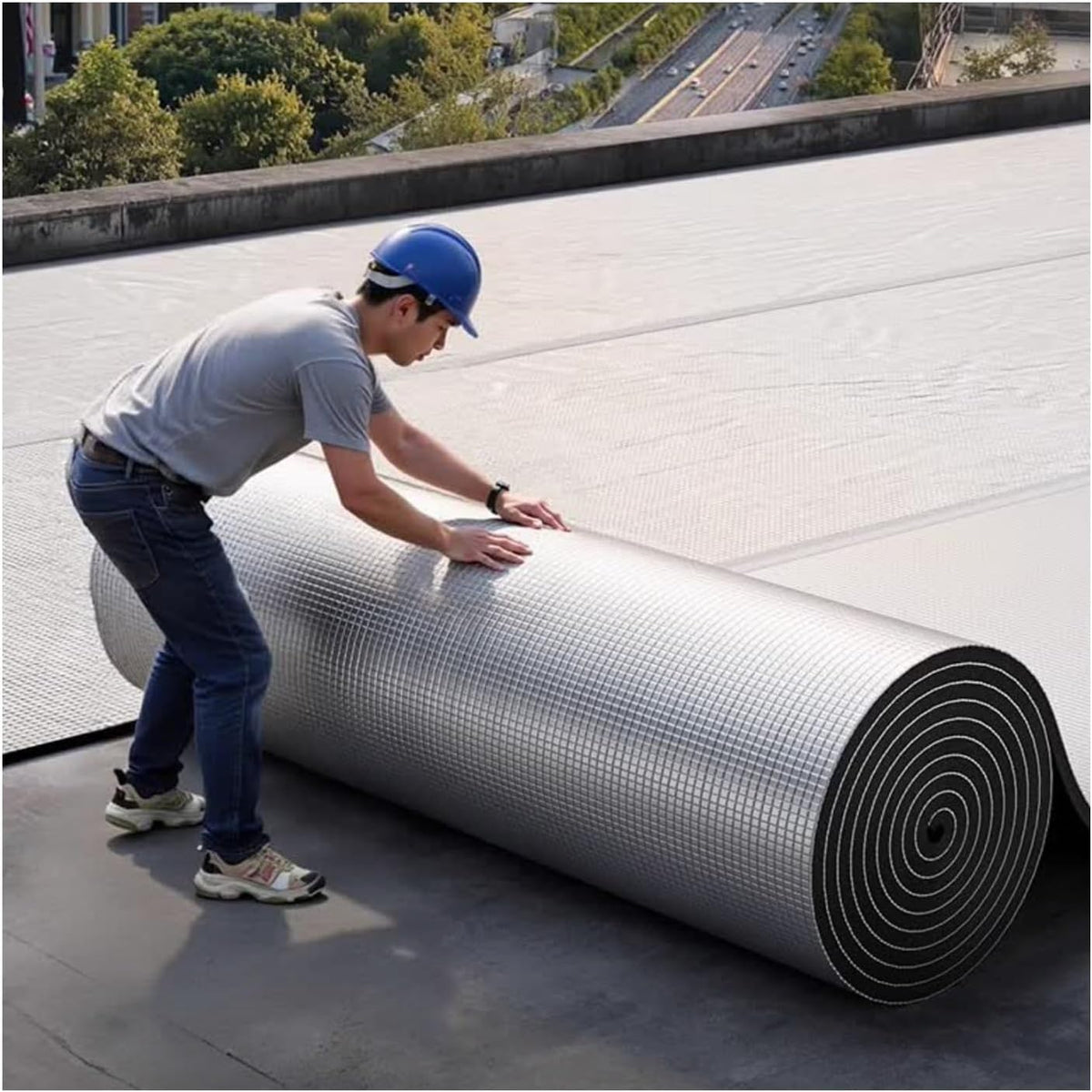 Reflektierende Schaumstoff Dämmplatte 30 mm - Selbstklebende Wärme und Schalldämmung - Rolle 1 x 3 m für Boden Dach und Garagentor - Reflexionsfolie für Innenausbau