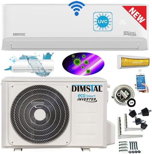 ULTRA PLUS Split Klimaanlage 18000 BTU - 5,3 kW Klimagerät mit Kühl und Heizfunktion - Smart WiFi UV C Selbstreinigung und Follow Me - Weißes Komplettset mit 3 m Leitungen