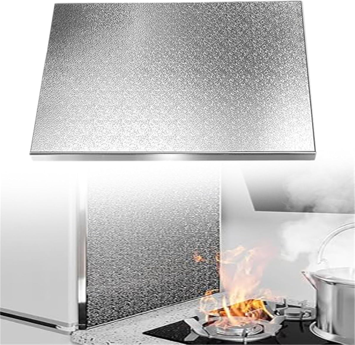 Magnetische Hitzeschutzplatte 122 x 20 cm - Wasserdichter und ölbeständiger Wärmeschutz - Für Gasherd Elektroherd und Kühlschrank - Schmale Thermoplatte für Küchenbereiche