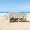 Pop up Pavillon 3 x 6 m - Wasserdicht höhenverstellbar mit UV50 Schutz - Beige mit 6 Seitenwänden aus Eisen Oxford Gewebe und Kunststoff - Für Camping Party und Events