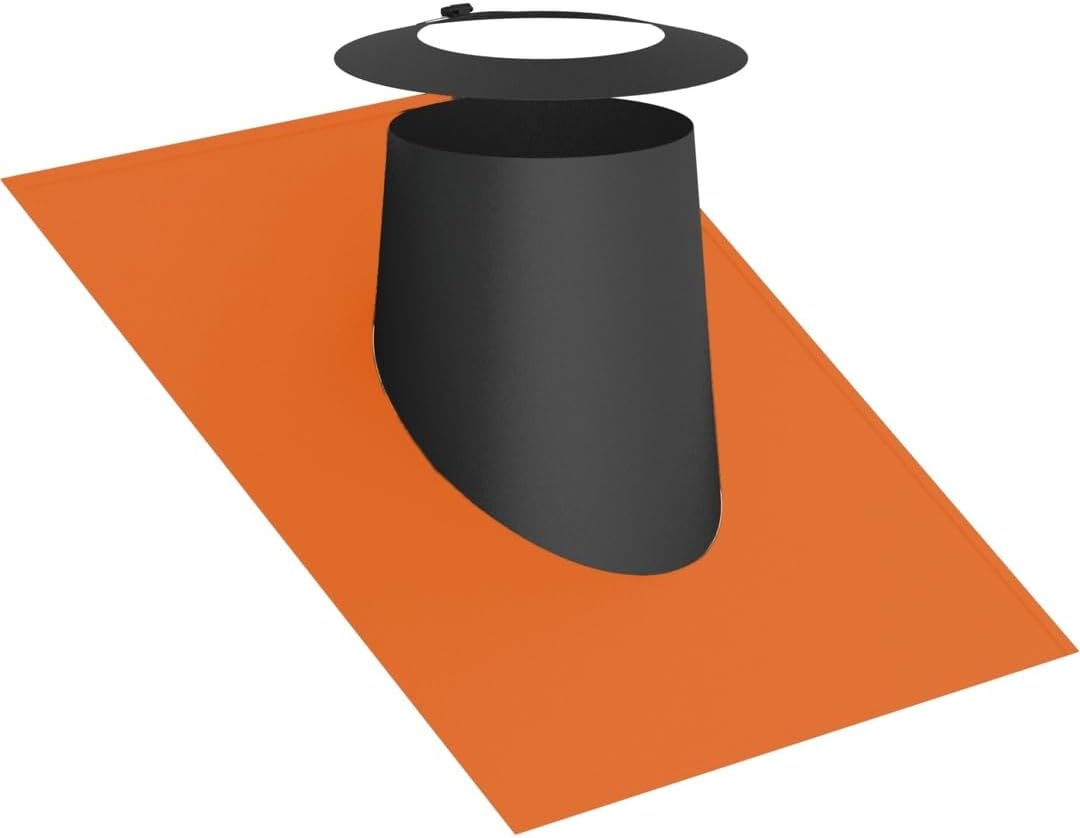 Jeremias DW Black Dachdurchführung 180 mm - Für Dachneigung von 26 bis 35 Grad - Roter Elastomerrand mit Wetterkragen - Edelstahl Abgasanlage für Öl Gas und Festbrennstoffe