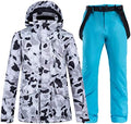 WAOCEO Damen Skianzug XXL - Snowboardjacke und Skihose als Winter Set - atmungsaktives Material für Skifahren - Ausführung K für erwachsene Outdoor Aktivitäten