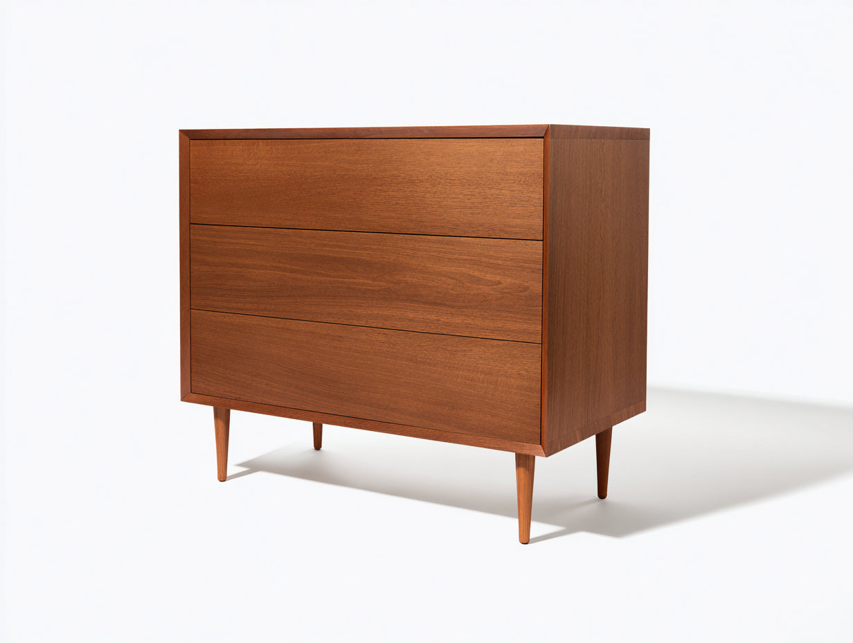 Kommode mit Schubladen Holz Walnuss 120x40x80 cm Braun - Mid Century Design 3 Schubladen Wohnzimmer Schlafzimmer Stauraum