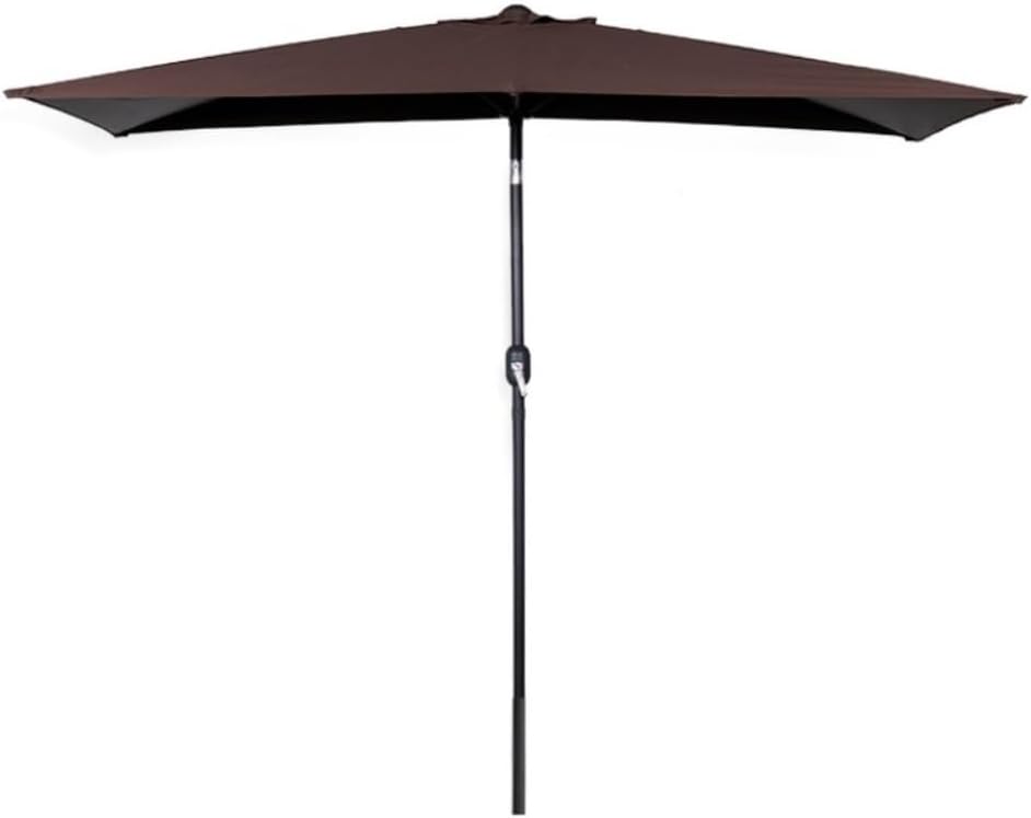 LBRTMED rechteckiger Terrassenschirm - Kompakter Außenschirm 200 x 100 cm mit Kurbel - Rechteckiges Design für schmale Sitzbereiche - Für Garten Hinterhof Pool und Strand