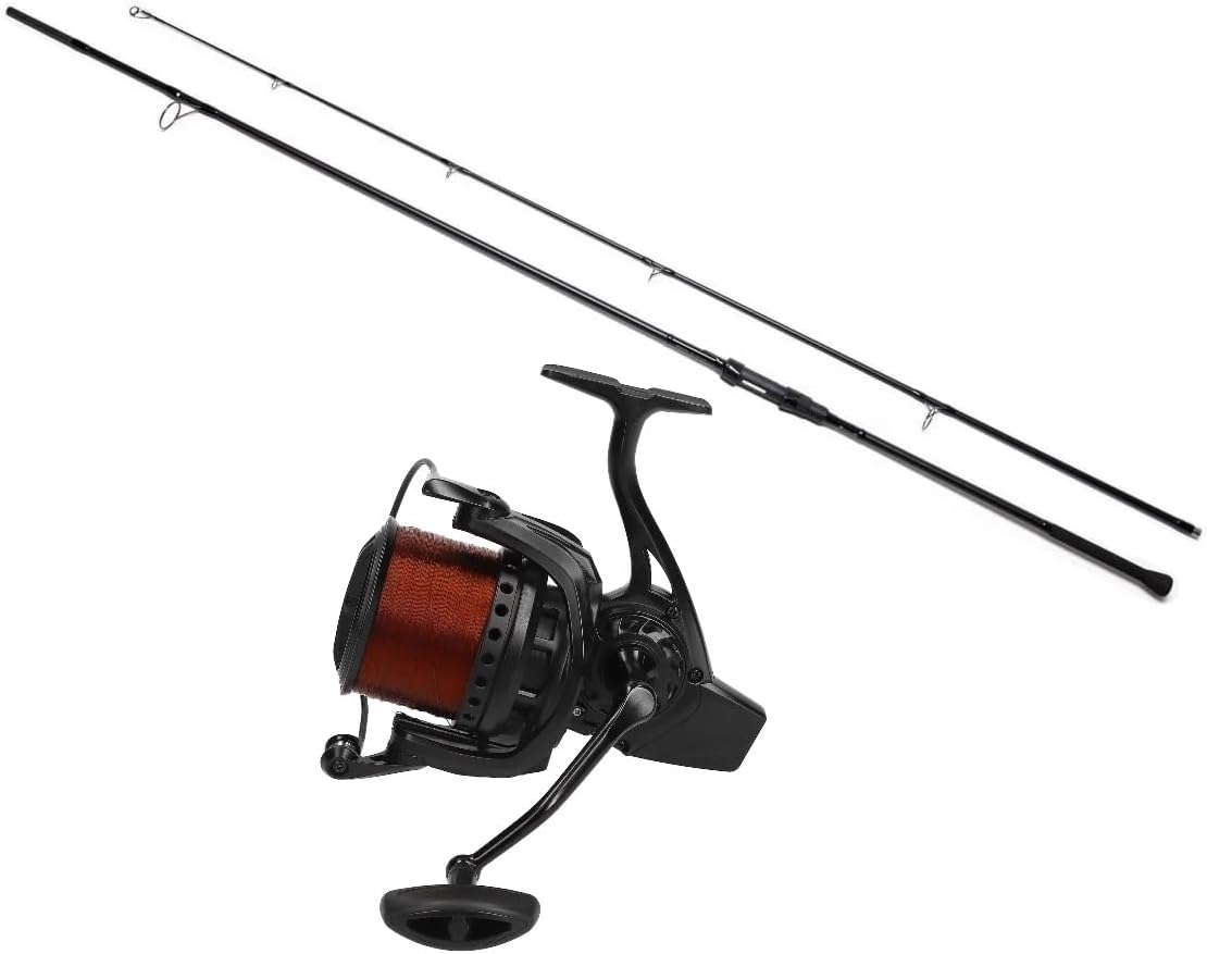Mostal Karpfencombo - Big Pit 8000 Rolle mit CR 8 Carp Rute - 12 Fuß Carbonrute mit 3,50 lb Testkurve - Mit Schnur für Karpfenangeln