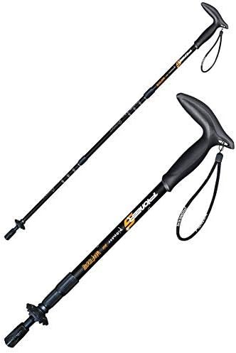 Teleskop Trekkingstöcke im Zweier Set - Schwarze Aluminiumstöcke bis 100 cm - Ergonomische Griffe mit Anti Schock System - Für Wandern Camping Reisen und Trekking