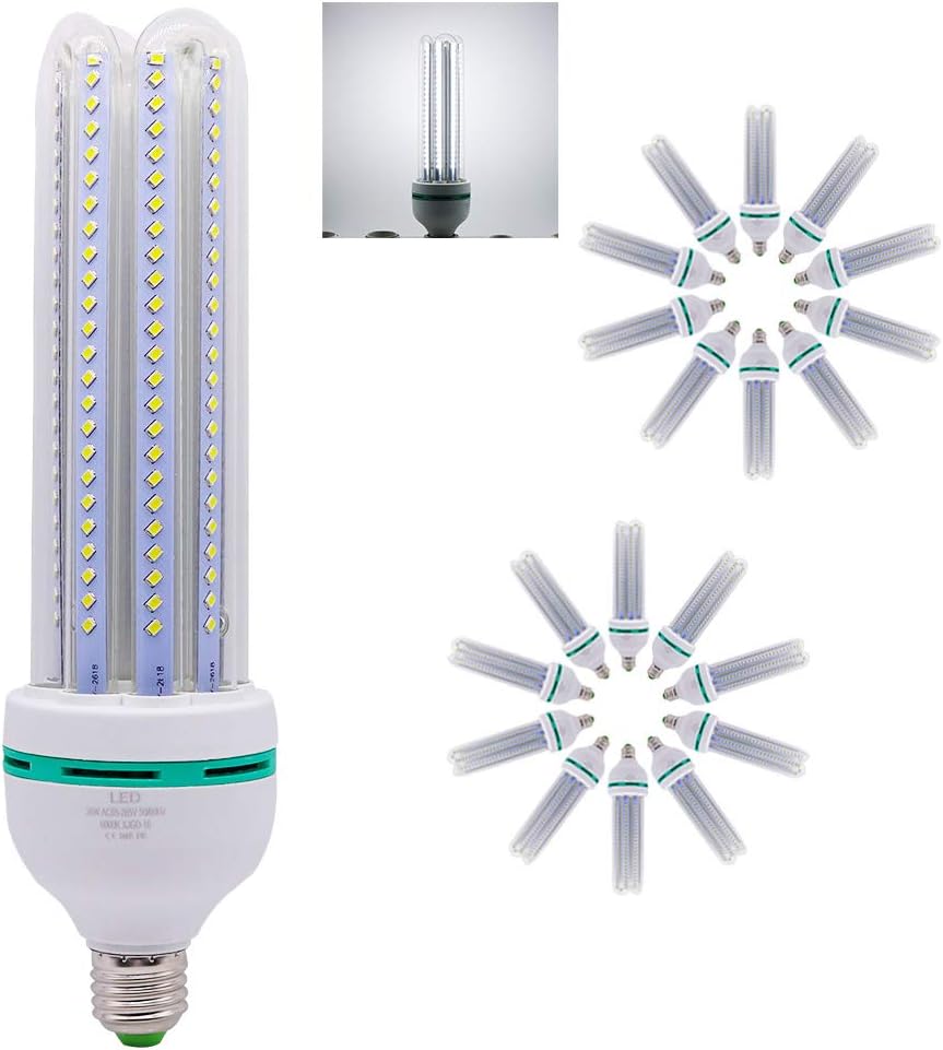 E27 U Form LED Leuchtmittel - 20 Glaslampen mit 3000 lm und kaltweißem Licht bei 6000 K - Ersatz für 250 W Halogenlampen bei 220 V - Energieeffiziente Beleuchtung für E27 Fassungen
