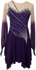 Eiskunstlaufkleid für Mädchen - Langarm und handgefertigtes Tanzdesign - Pull On Schnitt für einfaches Anziehen - Für Eislauftraining Wettbewerb und Performance