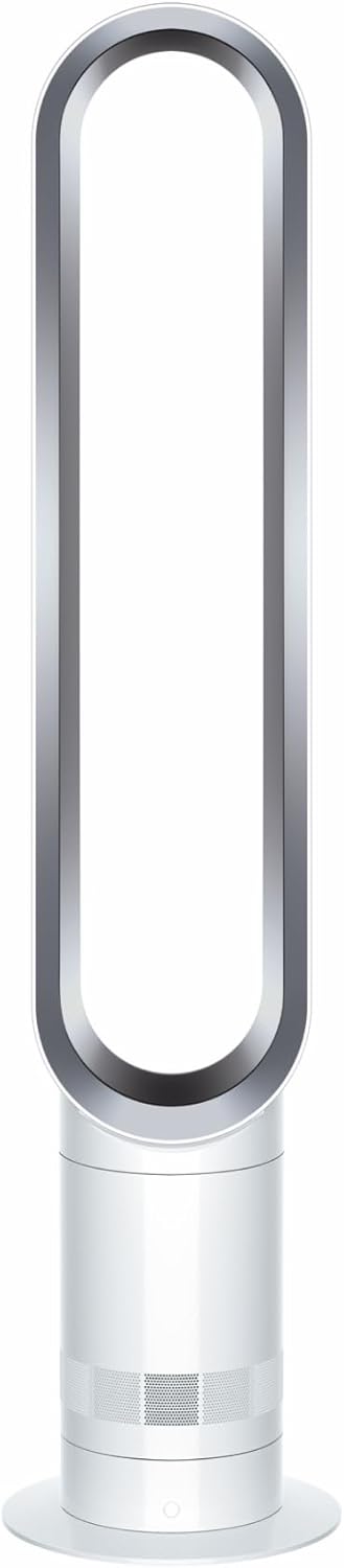 Dyson Cool AM07 Turmventilator - Air Multiplier Technologie ohne sichtbare Rotorblätter - Oszillierend leise und fernbedienbar - Weiß Silber für Wohnraum Büro und Schlafzimmer