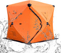 Eisangel Unterstand für eine Person - Orangefarbene Hütte aus Oxford Gewebe - Tragbar wasserdicht und warm - Für Camping Strand See Fluss Teich und Meer