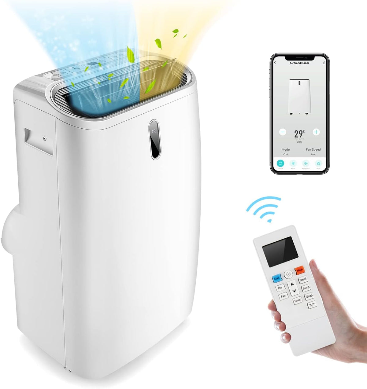 GOPLUS mobiles Klimagerät 16000 BTU - 5 in 1 für Räume bis 30 Quadratmeter - Kühlen Heizen Entfeuchten Lüften und Schlafmodus - App Fernbedienung und 24 Stunden Timer