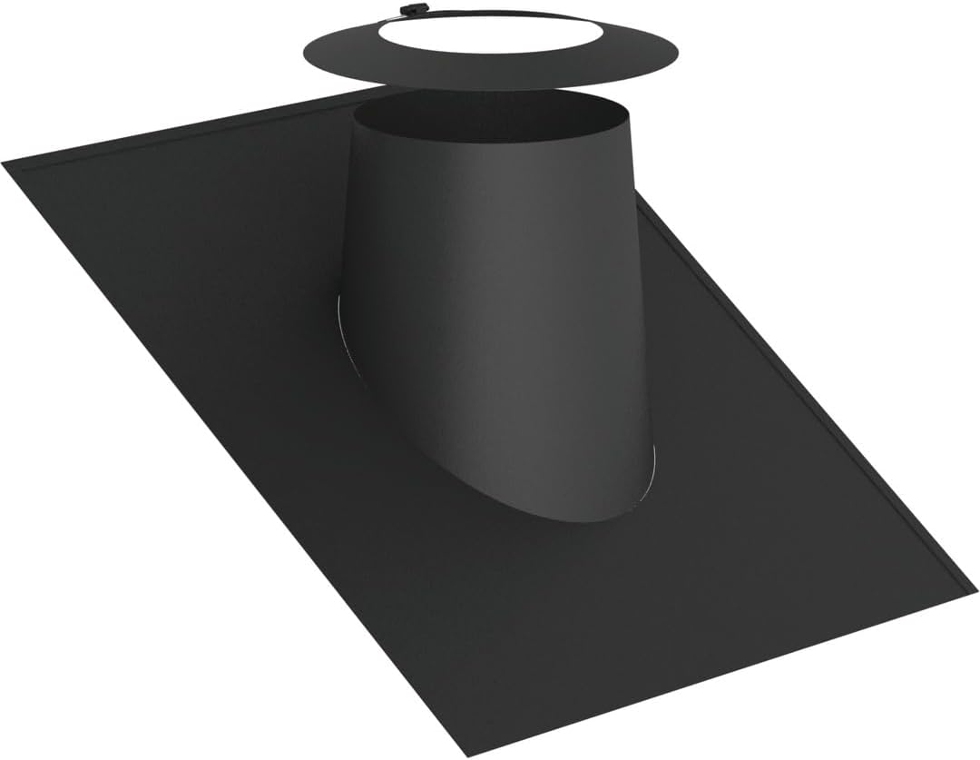 Jeremias DW Black Dachdurchführung 200 mm - Für Dachneigung 26 bis 35 Grad mit Elastomerrand und Wetterkragen - Doppelwandiger Edelstahl in Schwarz - Für Schornstein Abgasanlagen