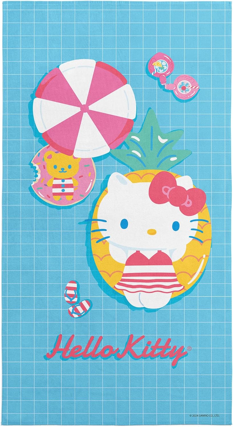 NORTHWEST Hello Kitty Strandtuch 76,2 x 152,4 cm - Pool Party Design - Baumwolle Polyester Mischung - großes Handtuch für Strand Pool Bad und Freizeit