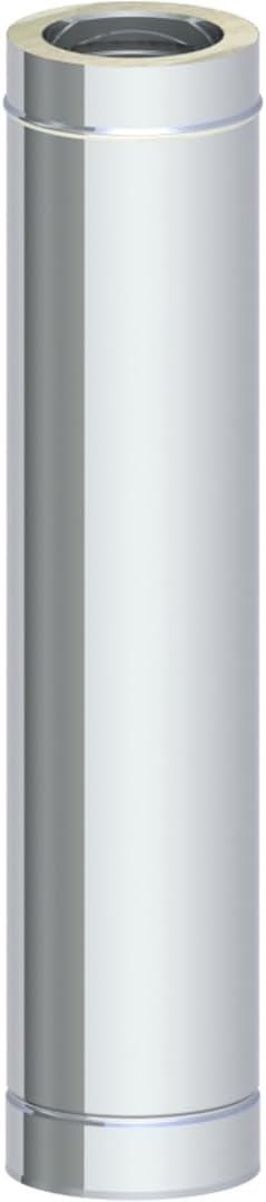 Jeremias DW FU Längenelement 1000 mm - Edelstahl mit 225 mm Innendurchmesser - Doppelwandiges Abgassystem für Öl Gas und Festbrennstoffe - Schornsteinelement für Rohrverlängerung