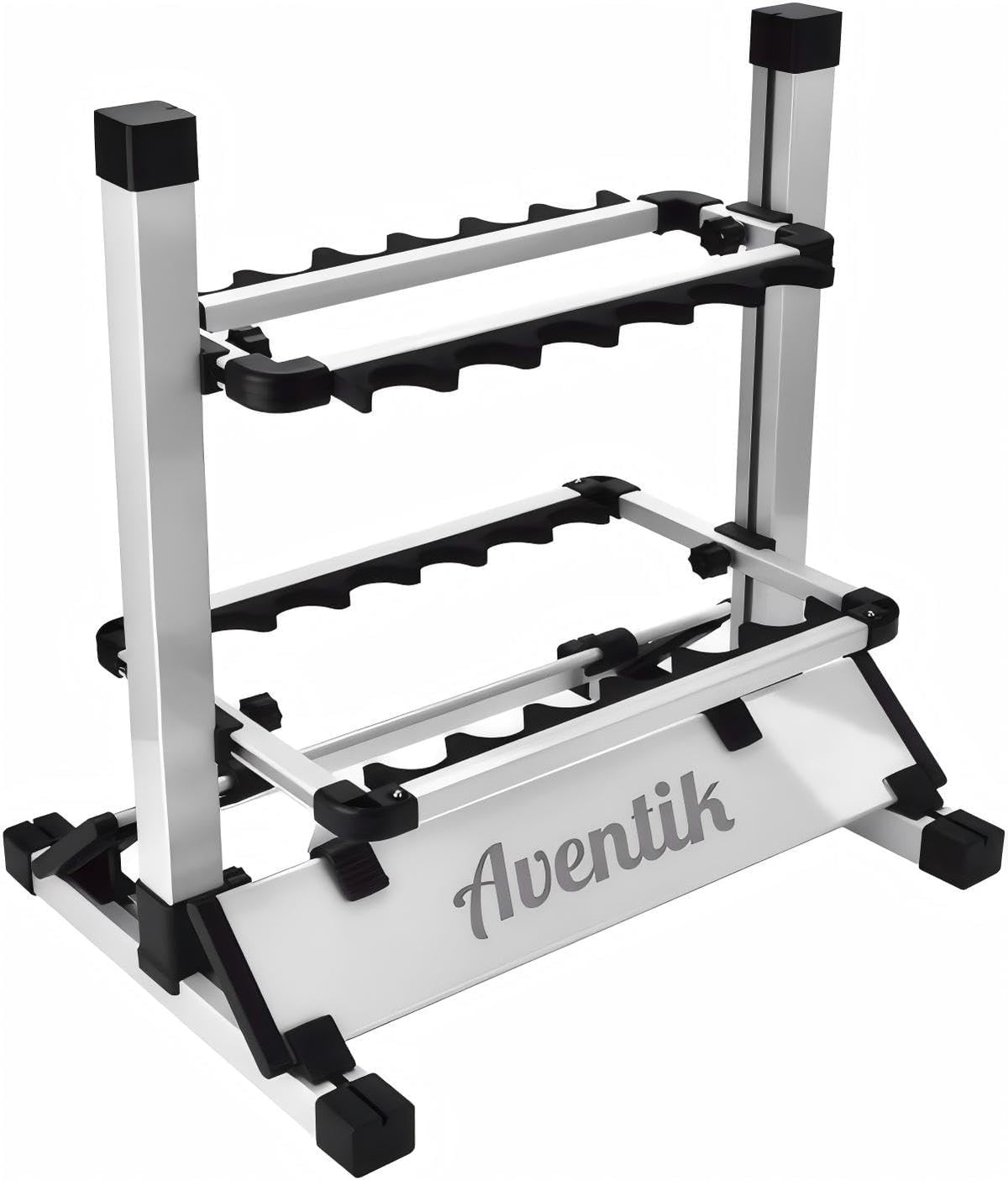 AVENTIK EUPHENG Rutenhalter - Aluminium Rack für zwölf Angelruten - Leichte gestufte Outdoor Aufbewahrung - Für Fahrzeug Wand und Angelplatz