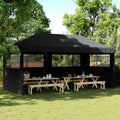 Pop Up Partyzelt Schwarz - Faltbarer Pavillon mit 3 Seitenwänden - Stahlgestell für Hochzeit Festival und Party - Gartenpavillon für flexible Outdoor Veranstaltungen