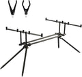 Tissting Angelrutenständer - Einziehbares Metallstativ 91 x 25 x 8 cm - Abnehmbar verstellbar und zusammenklappbar - Für Meeresangeln und Transport