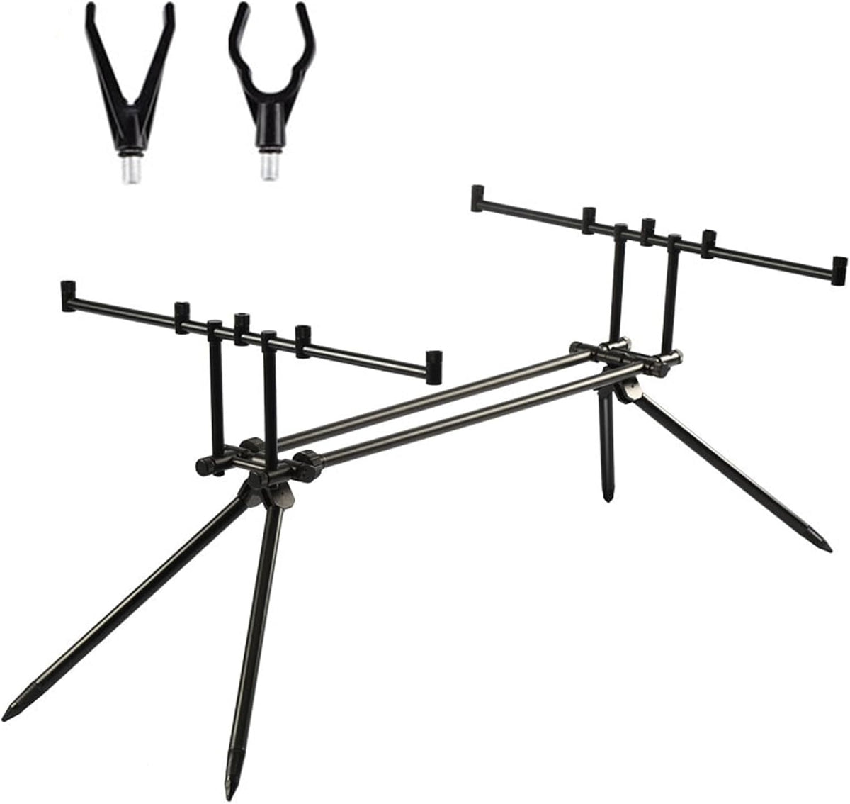 Tissting Angelrutenständer - Einziehbares Metallstativ 91 x 25 x 8 cm - Abnehmbar verstellbar und zusammenklappbar - Für Meeresangeln und Transport