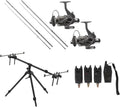 Karpfen Angelset - 3,60 m Carbonrute mit Freilaufrolle - Mit Gun Pod und Bissanzeiger bei 1200 g - Für Karpfenangeln an See Fluss und Kanal