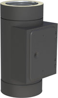 Jeremias DW Black Revisionselement 200 mm - Doppelwandiges Edelstahl Element bis 600 Grad N1 - Eckige Revisionsöffnung 210 x 140 mm - Schwarz matt für Schornstein und Abgasführung