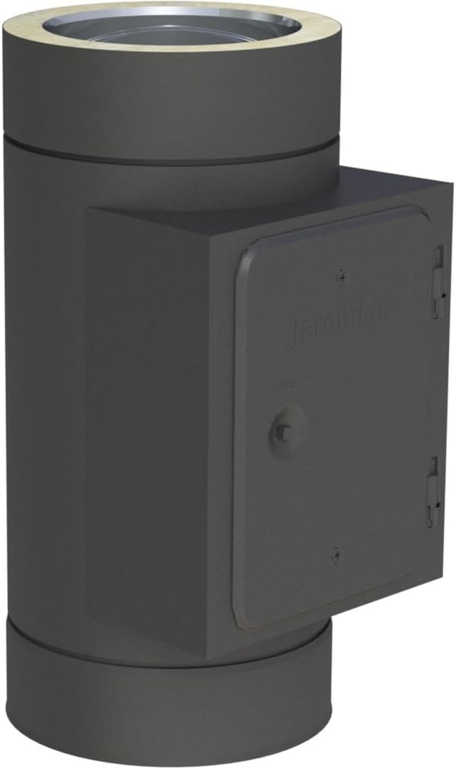 Jeremias DW Black Revisionselement 150 mm - Doppelwandiger Edelstahl mit eckiger Öffnung 210 x 140 mm - Bis 600 Grad und Druckklasse N1 - Für Öl Gas und Festbrennstoffe