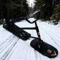 Leichter Schneescooter für Erwachsene - Schwarz mit Doppelboard und dreifacher Verstärkung - Bis 150 kg Tragfähigkeit - Mit 360 Grad drehbarem Hinterski für Snowparks