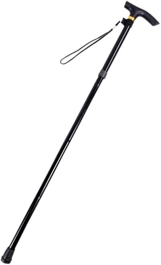 Faltbarer Aluminium Gehstock - T Griff für kontrollierte Handhabung - Metallkonstruktion für mobile Unterstützung - Für Senioren Spaziergänge Wandern und Alltag