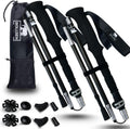 BOLLSEN 3K Carbon Extreme Wanderstöcke - Faltbar und höhenverstellbar bis 130 cm - Ultraleichte schwarze Carbon Konstruktion - Für Trekking und Nordic Walking
