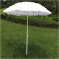 Hawaii Hula Strohschirm 2 m Weiß - Verstellbarer Outdoor Sonnenschirm in Bastoptik - Mit Bodenstecker für flexible Aufstellung - Für Garten Terrasse Strand und Freizeit