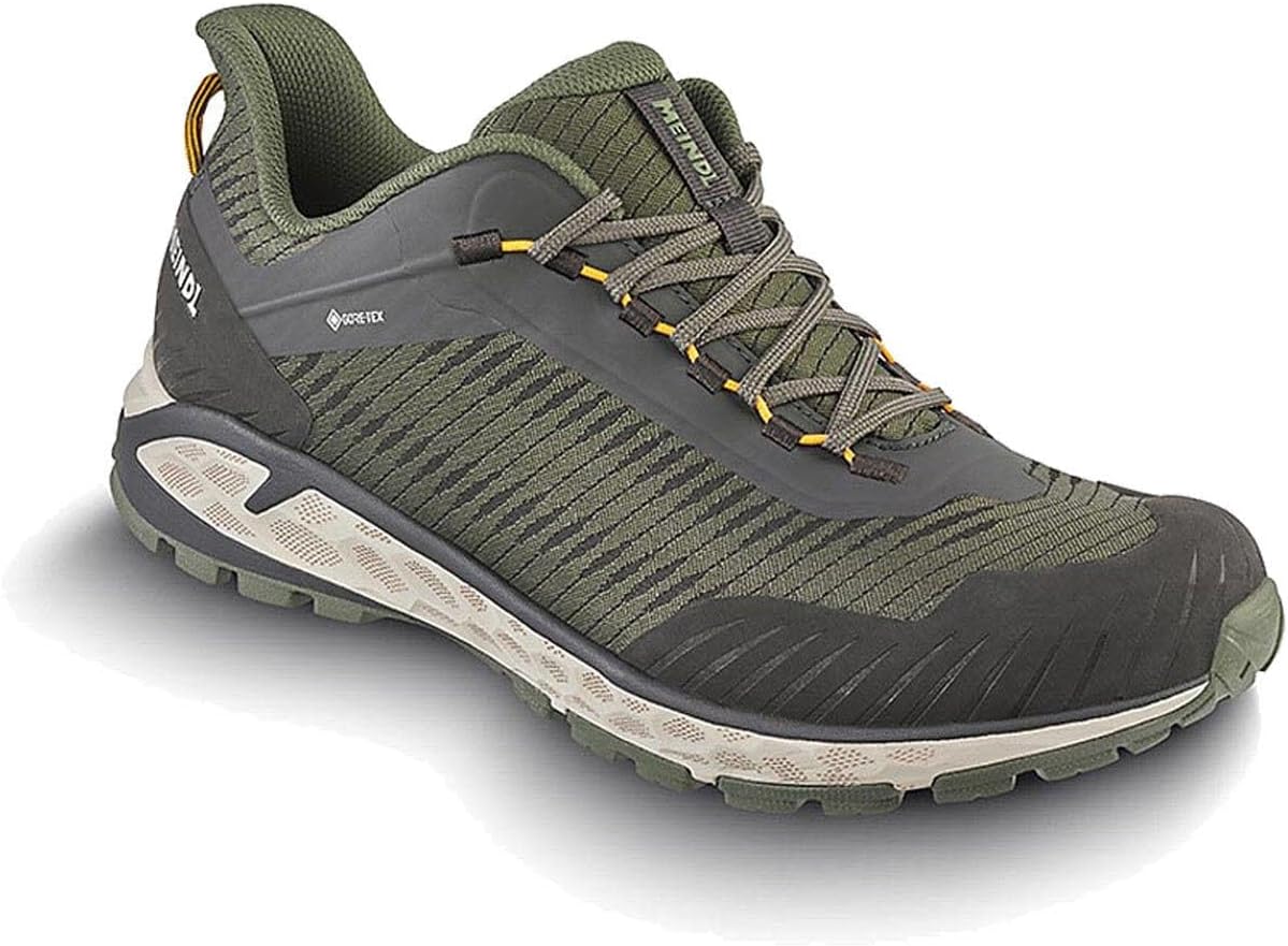 Meindl Power Walker 4.2 Herren - Wasserdichter Gore Tex Outdoor Schuh - Synthetische Gummisohle für Walking und Wandern - Oliv Orange für aktive Freizeit