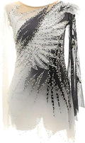 Hynyjxjy Eiskunstlauf Kleid für Mädchen - langärmlig mit glänzenden Kristallen - schwarzes Net Material mit hoher Elastizität - Wettkampf Kostüm für Gymnastik und Eislaufen