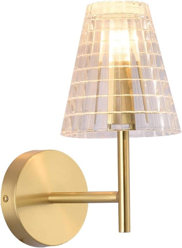 AYCDL geometrische Kupfer Wandleuchte - Goldfarbene Innenleuchte mit Glasschirm und E14 Fassung - Halbaufgesetzte dekorative Wandlampe - Für Wohnbereich Flur Schlafzimmer und Innenräume