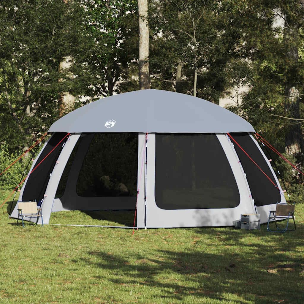 Poolzelt 612 x 612 x 285 cm - Grau freistehend mit Netzwänden und abnehmbarem Überzelt - PU Beschichtung - Camping Zelt für 2 bis 6 Personen