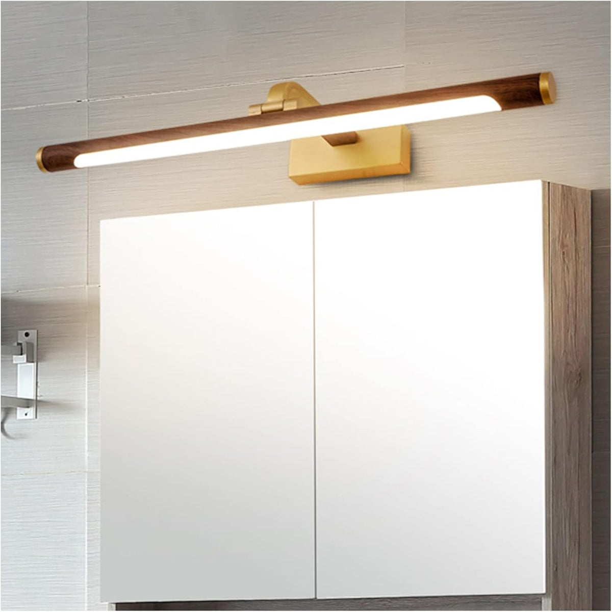 LED Waschtischleuchte 57 cm - Spiegel Frontleuchte aus Eisen mit verstellbarem Beleuchtungswinkel - Wasserdichte dreifarbige Badbeleuchtung - Kabelgebunden für Spiegel und Schminkbereich