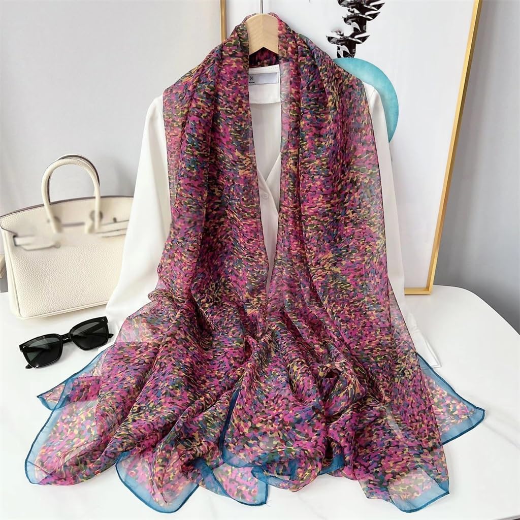 Weicher Gazeschal für Damen - Bedrucktes Strandtuch mit kleinem Blumenmuster - 180 x 135 cm großer Sonnenschutz - Leichtes Urlaubstuch für Strand Reise und Sommer
