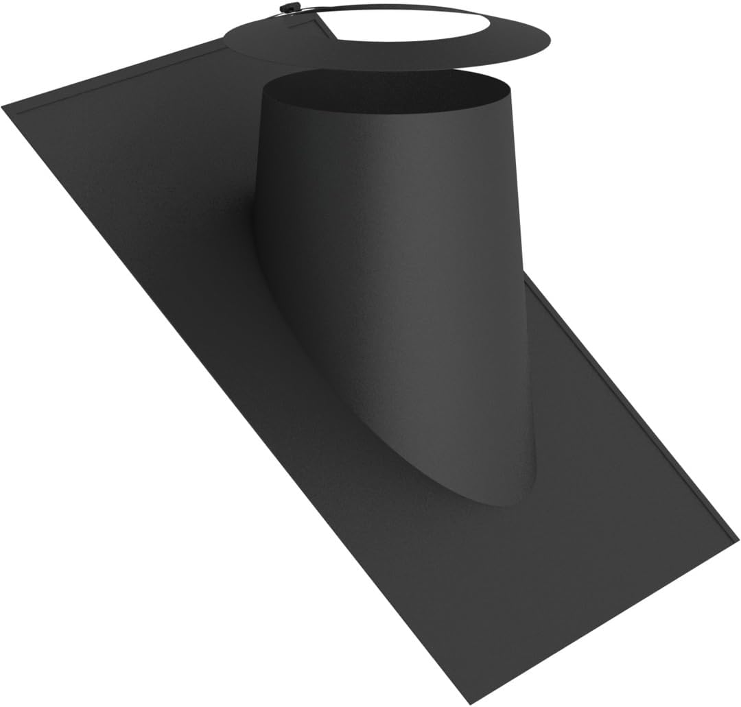 Jeremias DW Black Dachdurchführung 200 mm - Für Dachneigung 36 bis 45 Grad mit Elastomerrand und Wetterkragen - Edelstahl Schwarz matt - Für doppelwandige Abgasanlagen