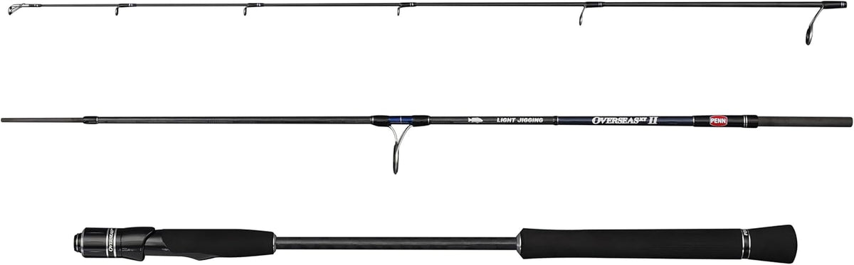 Penn Overseas XT II Light Jigging Rute - 1 Komma 83 m Carbonrute bis 120 g - Für Thunfisch Amberjack und Großfische - Marineblau und dreiteilig