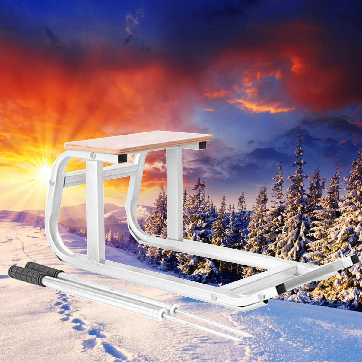 Faltbarer Kinderschlitten aus Nylon - Vintage Schneeschlitten für Eis und Schnee - Ausführung A für Babys - Outdoor Winterwagen für Freizeit und Schneefahrten
