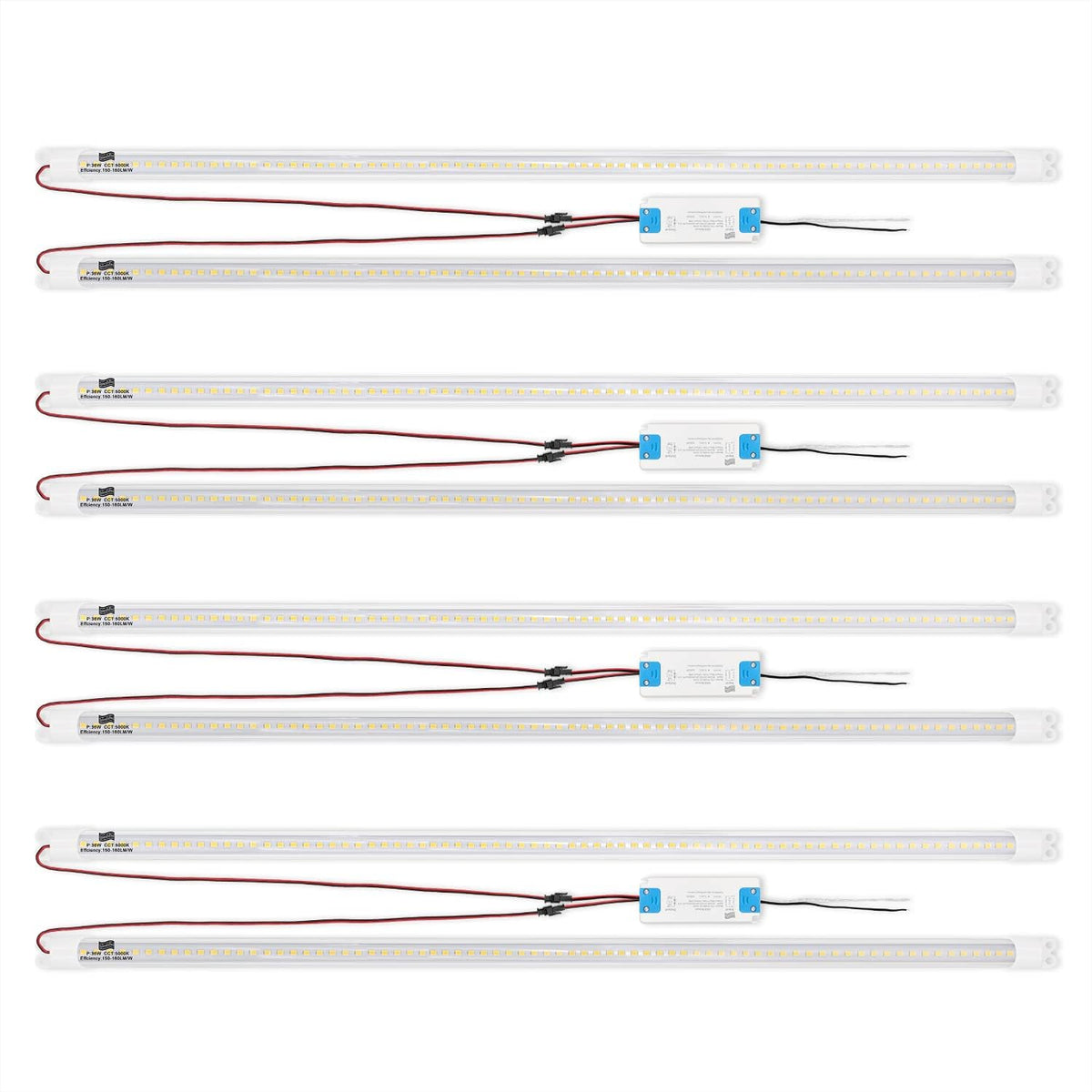 LED Troffer Nachrüstset 4 Fuß 36 W - Warmweiß mit 3500 K für T8 T10 und T12 Ersatz - Magnetisches LED Retrofit für Leuchtstofflampen - 4er Pack für Innenbeleuchtung