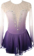 FZHQNZJF Mädchen Eiskunstlaufkleid - Purple in Größe XL mit elegantem Rock - Spandex für Ballett Gymnastik und Tanz - Wettbewerbskostüm für Eislaufen und Rollkunstlauf