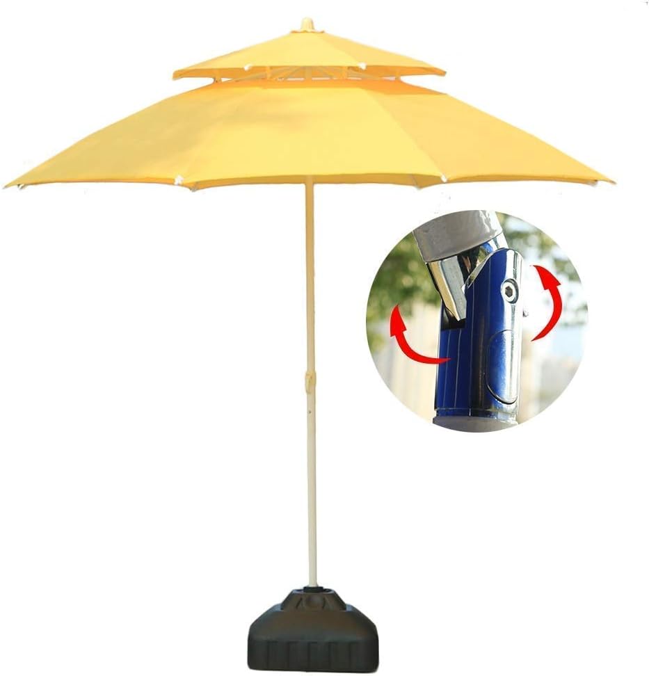 LBRTMED Terrassenschirm in Rot - Leicht montierbarer Outdoor Sonnenschirm mit UV Schutz - Wasserdichte Schirmkonstruktion für Markt und Strand - Für Garten Terrasse und Außenbereiche