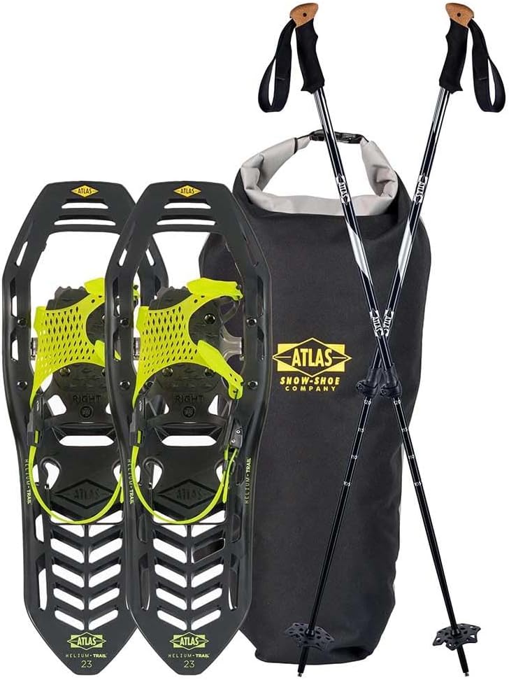 Atlas Helium Trail Schneeschuh Set - Schwarz in Größe 30 aus legiertem Stahl - Für Winterwandern und verschneite Wege - Robuste Outdoor Ausrüstung für längere Schneetouren