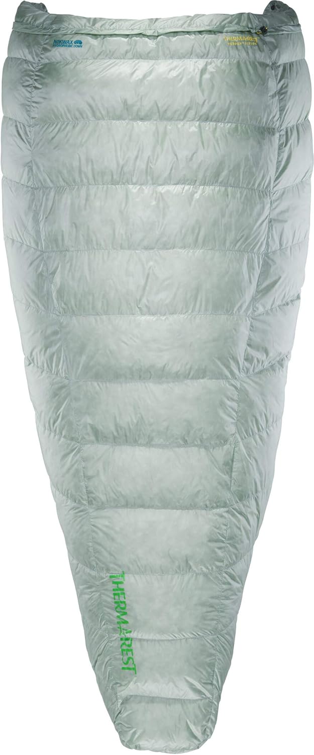 Therm a Rest Vesper 32F 0C Steppdecke - Graue Daunendecke in Regular - Ultraleichte Mumienform für eine Person - Für Bergsteigen Klettern und Wandern